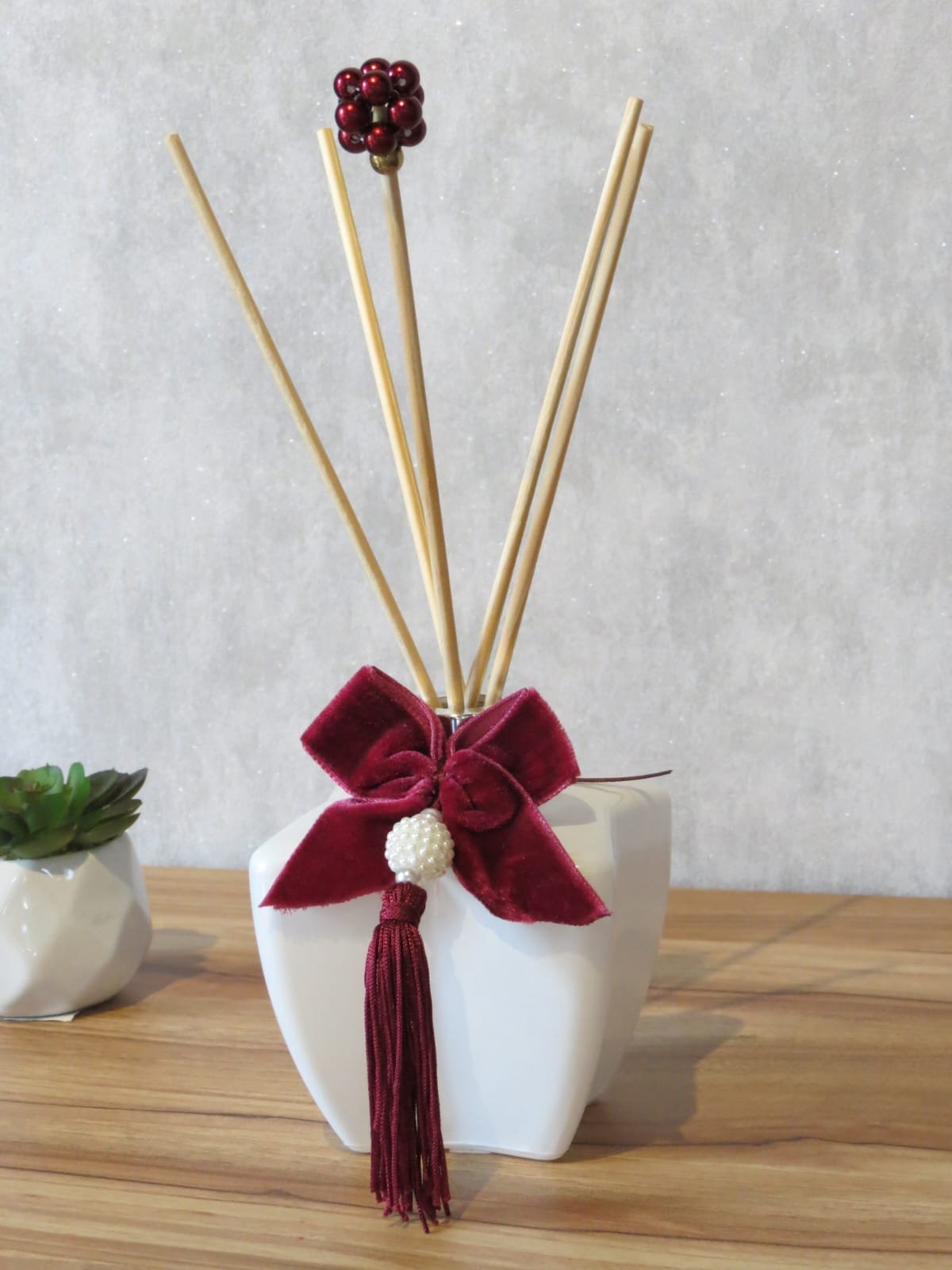 Kit difusor branco. Frasco de vidro estrela - Imagem 2